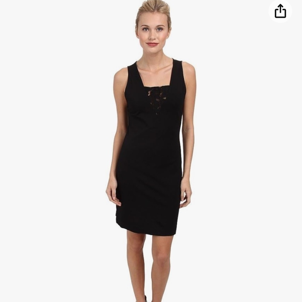 NWT BB Dakota Black Lace Trim Ponte Dress Size Medium